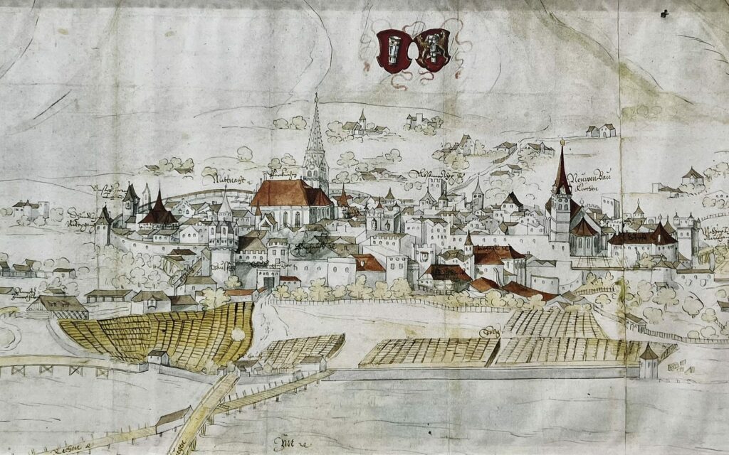 Wandbild von Hall im Münzmuseum