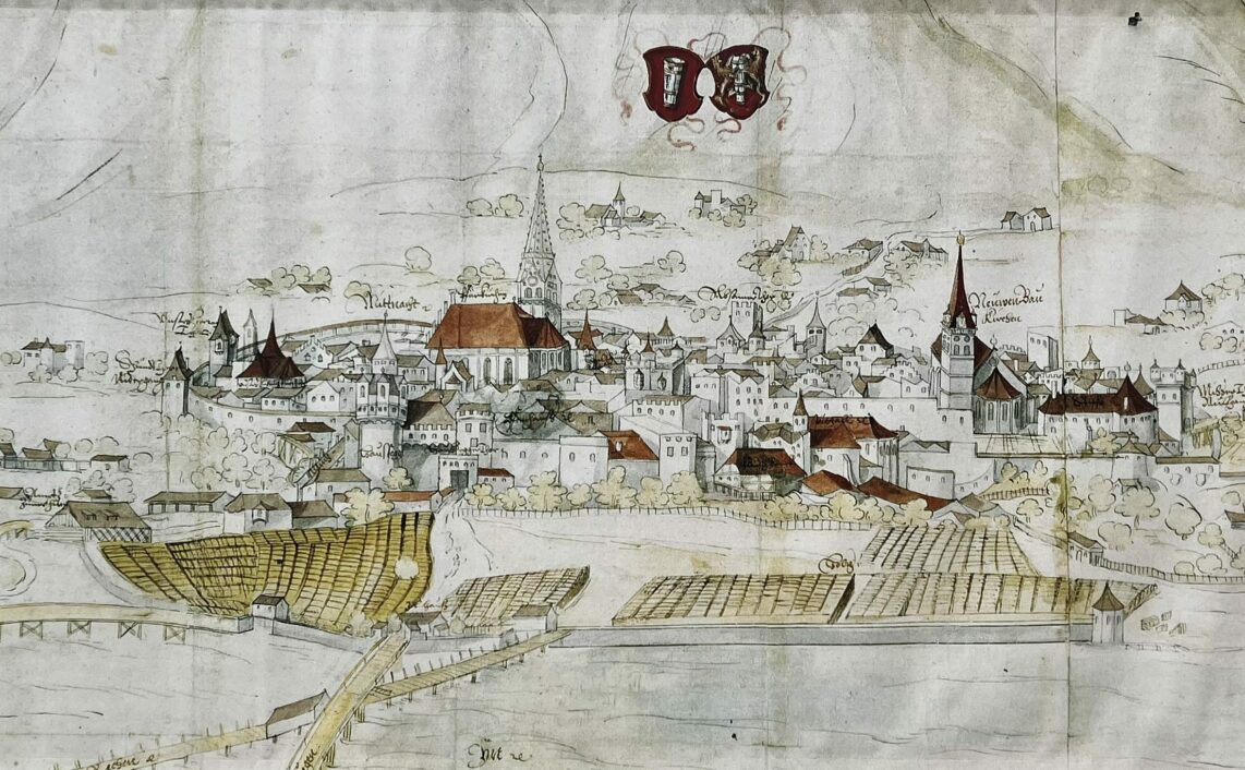 Wandbild von Hall im Münzmuseum